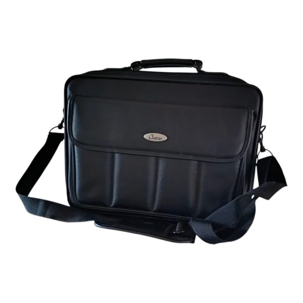 Maleta Omega de cuero negra para laptop